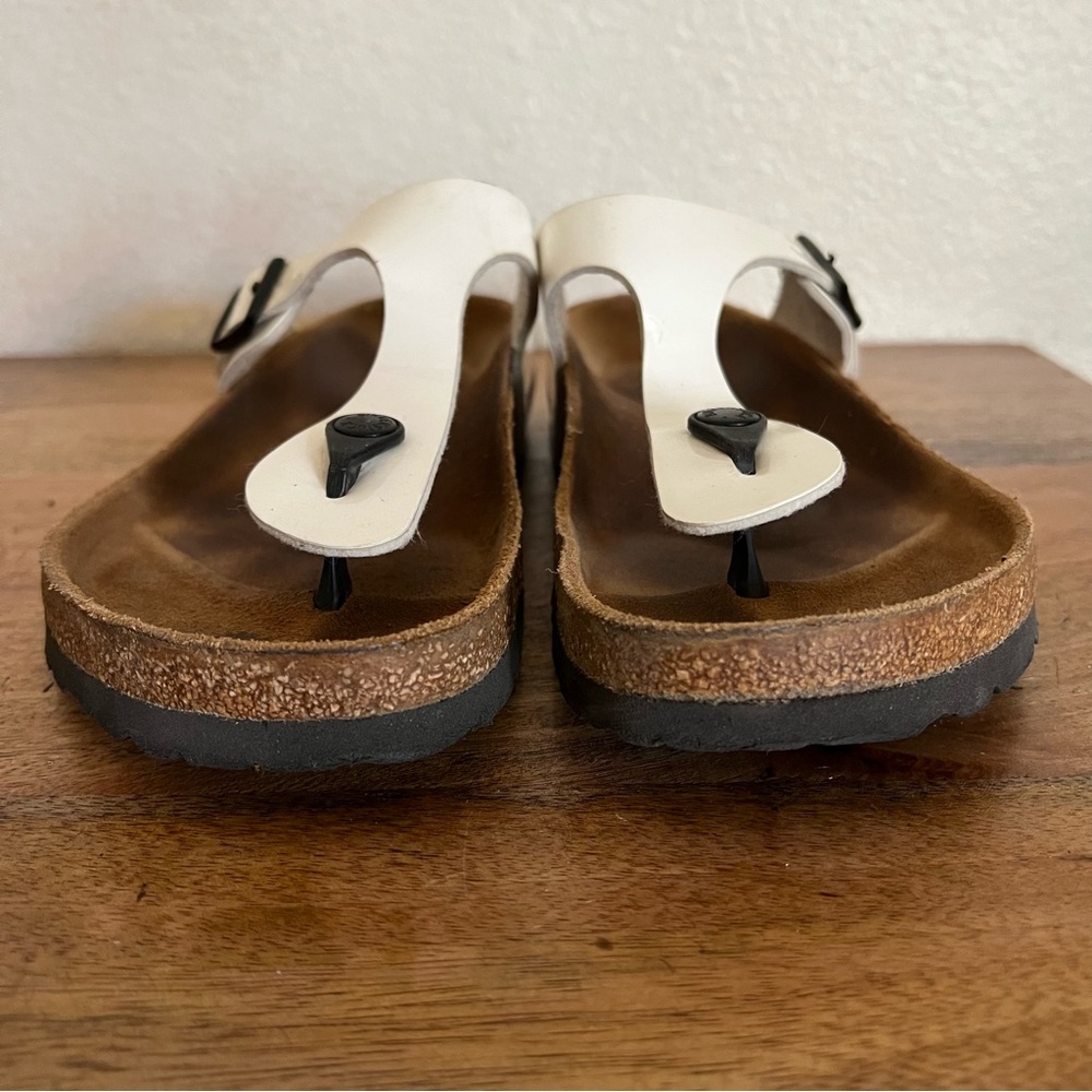 Birkenstock Gizeh White Patent Leather Sandals Size 39 L 8-8.5 Regular Wide - Picture 3 of 13